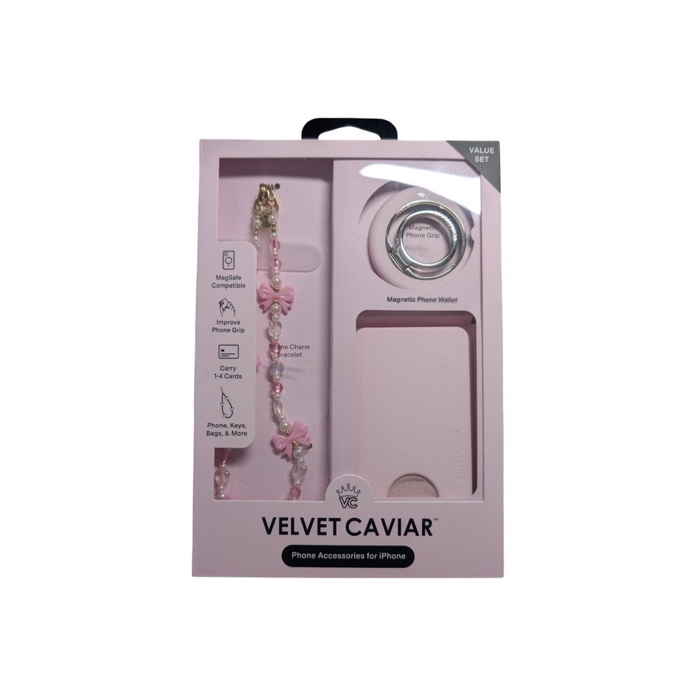 Mm2-O Velvet Caviar MagSafe Phone Accessories Set Wallet, Ring, Stand & Charm
